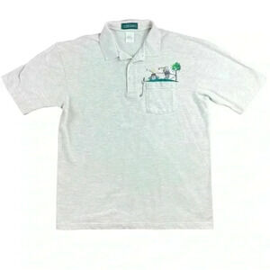 OUTER BANKS Gray/White Men XL Golf Humor Collared Embroidered Polo Button Shirt